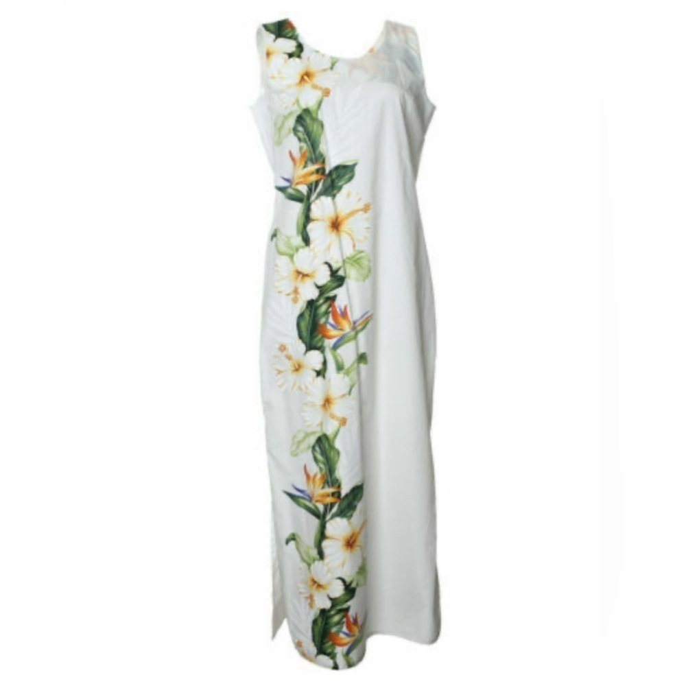 KY’S Sz 2XL Maxi Dress with Side Slits 100% Cotton Floral Unlined Made in Hawaii